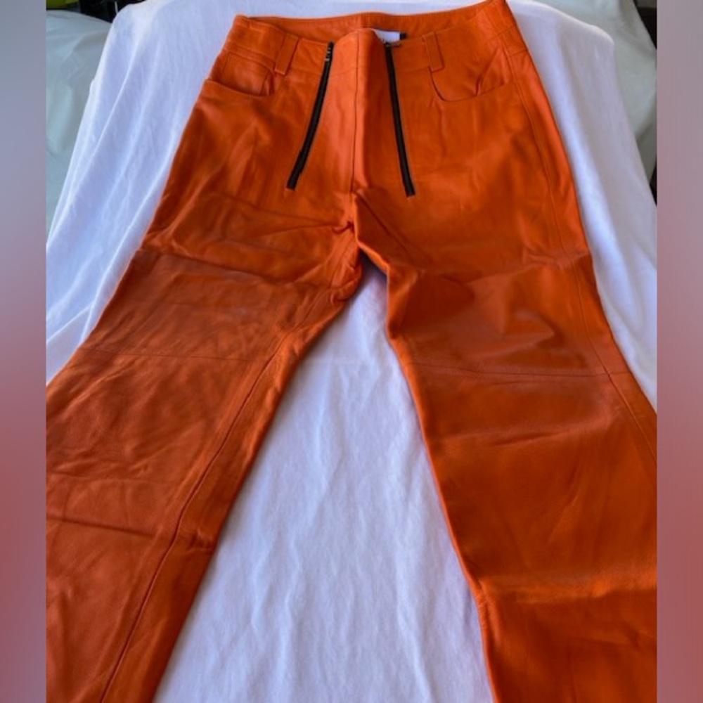 Marcell Von Berlin Orange Leather Pants